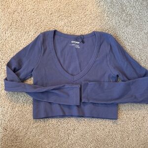 Garage Purple Ribbed Long Sleeve Crop Top
